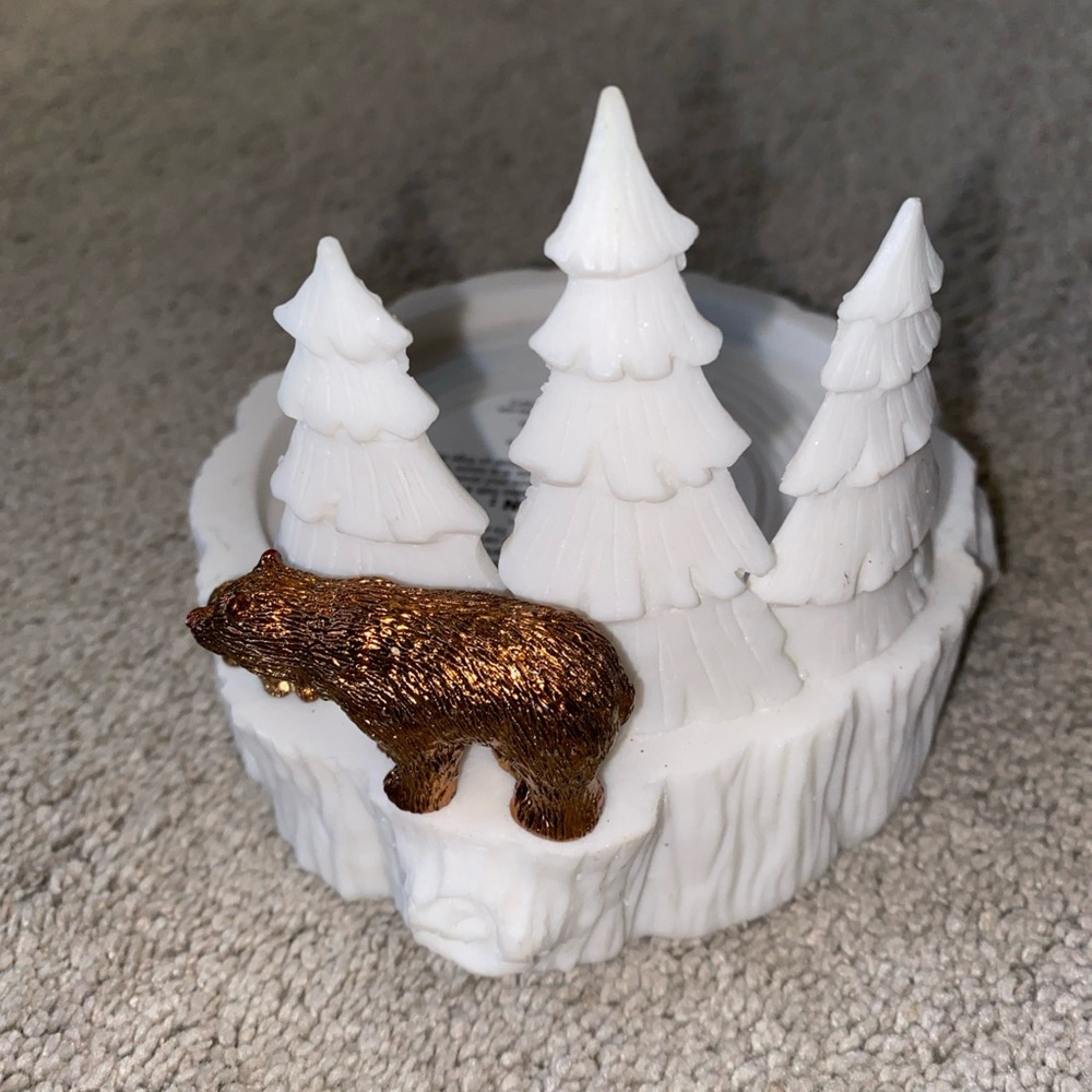 Bath & Body Works Bears Forest Trees Winter 3‎ Wick Candle Holder ONLY New
